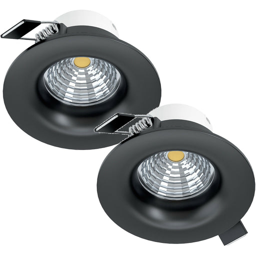 2 PACK Wall / Ceiling Flush Downlight Black Aluminium 6W LED 88mm Round Loops