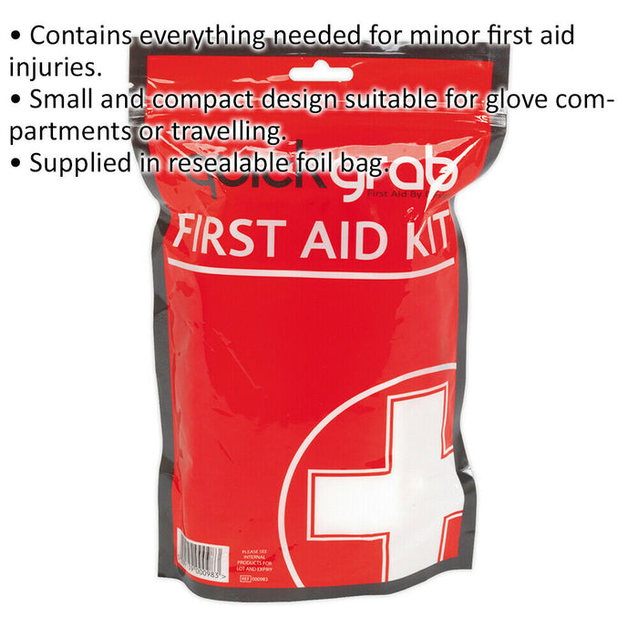 Compact First Aid Grab Bag - Travel Medical Emergency Kit - Resealable Loops