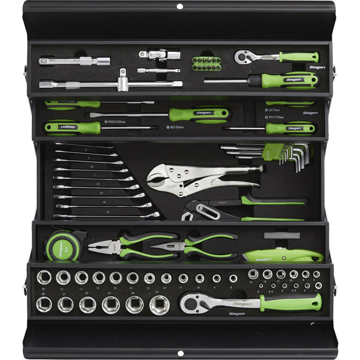 86pc Tool Set & Cantilever Portable Tool Box Storage Unit - Sockets Spanners Bit Loops
