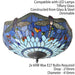 Tiffany Glass Semi Flush Ceiling Light Blue Dragonfly Inverted Shade i00044 Loops