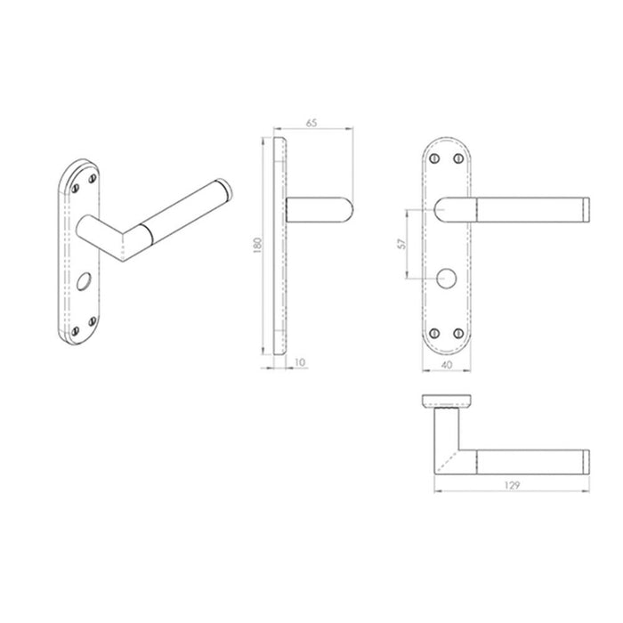 Door Handle & Bathroom Lock Pack Chrome Straight Round Bar Thumb Turn Backplate Loops