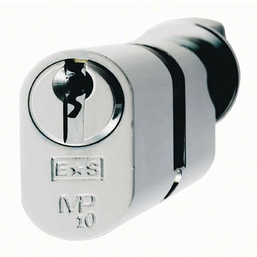 64mm Oval Cylinder & Turn Lock Keyed Alike 10 Pin Satin Chrome Door Lock Loops