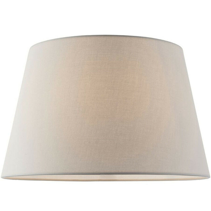 14" Round Tapered Lamp Shade Light Grey Cotton Fabric Modern Simple Light Cover Loops