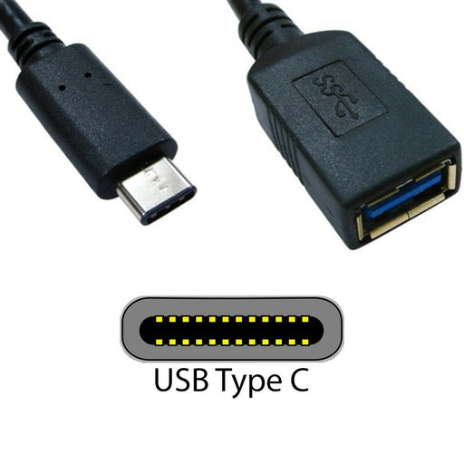0.5m USB 3.0 Type C Male to Socket Adapter Cable Lead Mini Phone Power Charger Loops