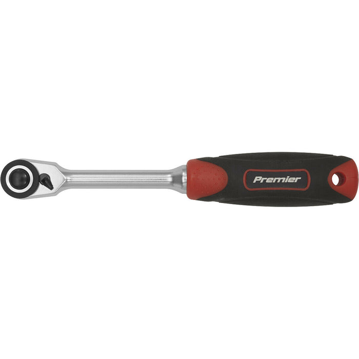 72-Tooth Compact Head Ratchet Wrench - 1/4" Sq Drive - Flip Reverse - Soft Grip Loops