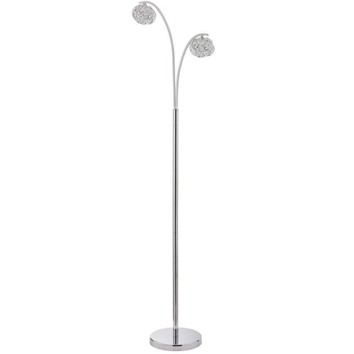 Twin Arm Floor Lamp Chrome Tall Slim Free Standing Metal Curved Reading Light Loops
