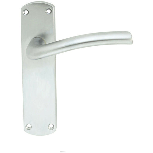 PAIR Rounded Curved Bar Handle on Latch Backplate 170 x 42mm Satin Chrome Loops