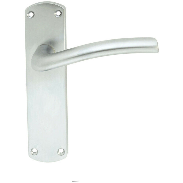 PAIR Rounded Curved Bar Handle on Latch Backplate 170 x 42mm Satin Chrome Loops
