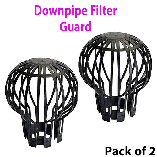 2x Weatherproof Outdoor Downpipe Gutter Guard Roof Drain Block Clogg Cover Loops