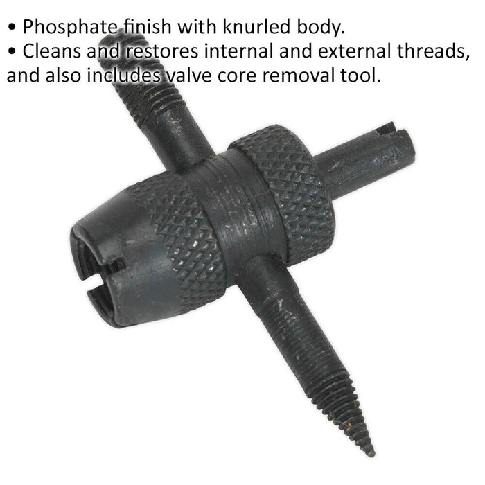 Knurled Tyre Vale Service Tool - Core Removal Clean Internal & External Threads Loops