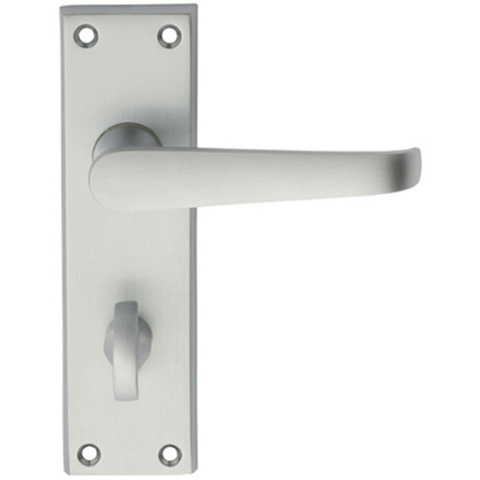 Door Handle & Bathroom Lock Pack Satin Chrome Victorian Straight Lever Backplate Loops