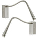 2 PACK Adjustable LED Wall Light Warm White Chrome Flexible Bedside Task Lamp Loops