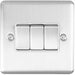 5 PACK 3 Gang Triple Metal Light Switch SATIN STEEL 2 Way 10A White Trim Loops