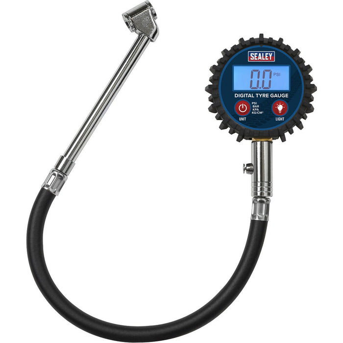 150psi DIGITAL Tyre Pressure Gauge with Twin Push-On Connector Hose -Swivel Head Loops