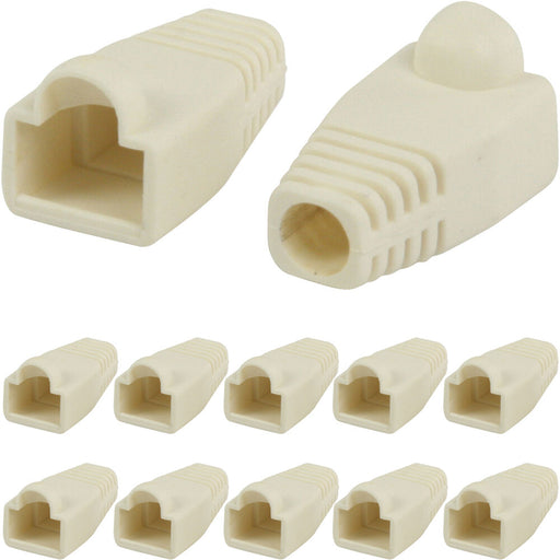 10x White RJ45 Strain Relief Network Cable CAT5/6 Connector Boot Cover Cap End Loops