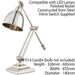 2 PACK Adjustable Arm Table Lamp Polished Nickel Base Shade Bedside Metal Light Loops
