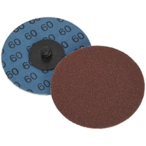 10 PACK - 75mm Quick Change Mini Sanding Discs - 60 Grit Aluminium Oxide Sheet Loops