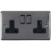 10 PACK 2 Gang Double UK Plug Socket BLACK NICKEL 13A Switched Power Outlet Loops