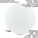 4 PACK IP65 Outdoor Garden Ball Light White Plastic 1x 40W E27 300mm Globe Loops