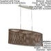 Pendant Ceiling Light Colour Satin Nickel Shade Brown Wood Bulb E27 2x60W Loops