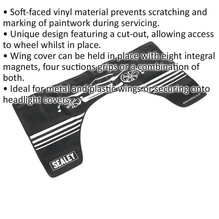 Car Workshop Wing Cover - Soft-Faced Vinyl Material - Magnetic & Suction Grip Loops