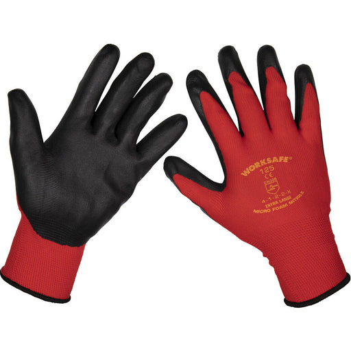 6 PAIRS Nitrile Foam Gloves - XL - Abrasion Resistant - Breathable Open Back Loops