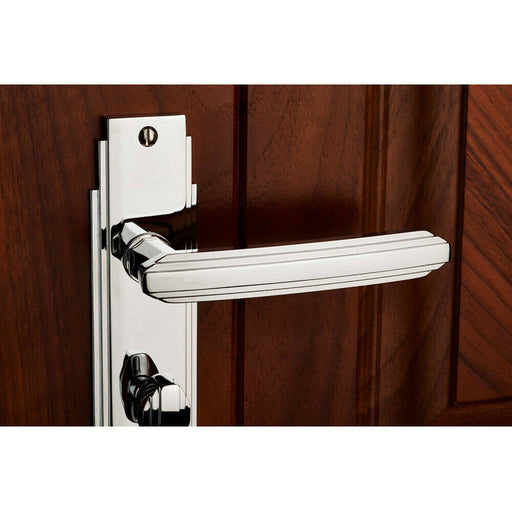PAIR Line Detailed Handle on Bathroom Backplate 205 x 45mm Polished Chrome Loops