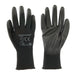 LARGE Black Gloves 13 Gauge Knitted & Poly Coated Palms & Fingers Open Back Loops