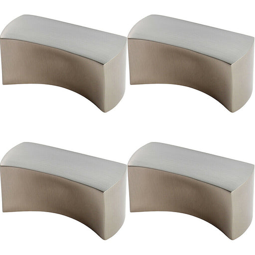4x Short Smooth Edged Cabinet Infinity Handle 32mm Fixing Centres Satin Nickel Loops