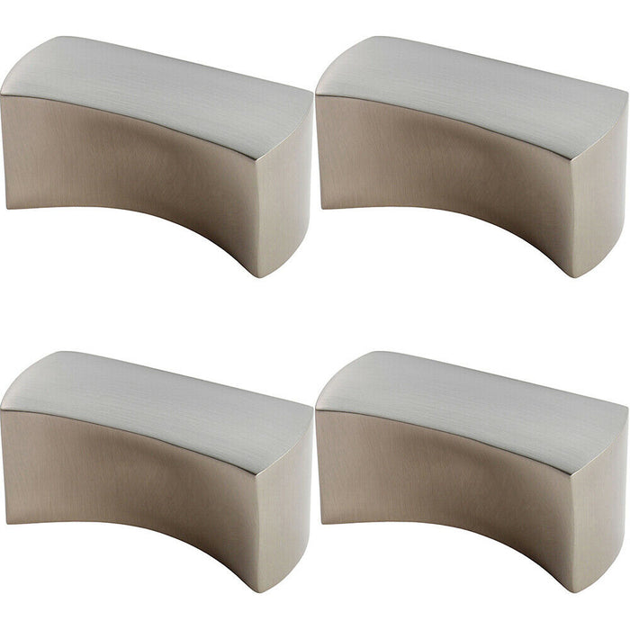 4x Short Smooth Edged Cabinet Infinity Handle 32mm Fixing Centres Satin Nickel Loops