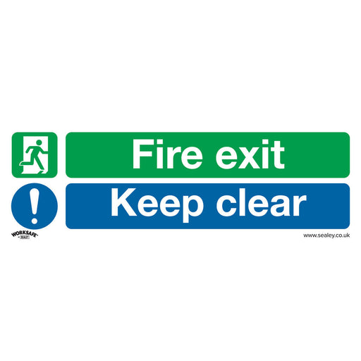 10x FIRE EXIT KEEP CLEAR Health & Safety Sign Rigid Plastic 300 x 100mm Warning Loops