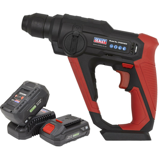 20V Rotary Hammer Drill - SDS Plus Chuck - Includes 2 Batteries & Charger - Bag Loops