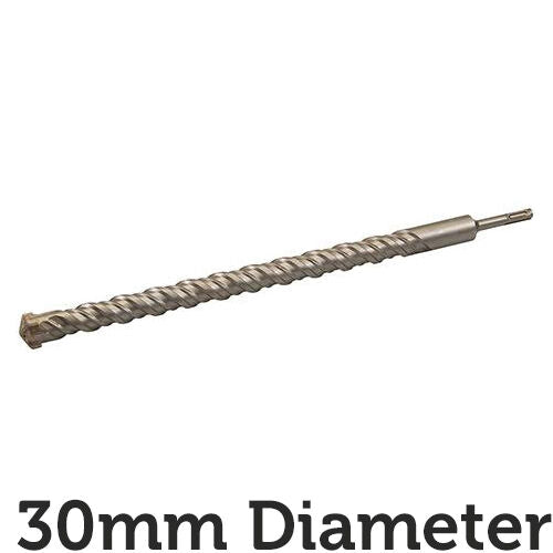 30mm x 460mm SDS Plus Crosshead Masonry Drill Bit Tungsten 4 Point Cutting Head Loops