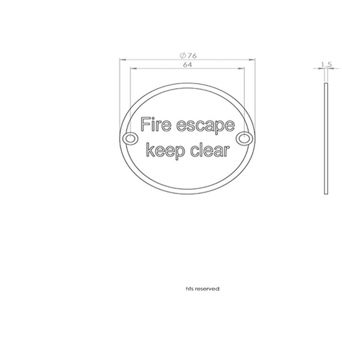 Fire Door Keep Clear Sign 64mm Fixing Centres 76mm Dia Satin Steel Loops