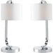 2 PACK Touch Dimmable Table Lamp Chrome & White Fabric Shade Bedside Desk Light Loops
