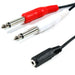0.15m 3.5mm Stereo Socket - 2x 6.35mm ¼" Mono Plug Cable Twin Patch Adapter Lead Loops