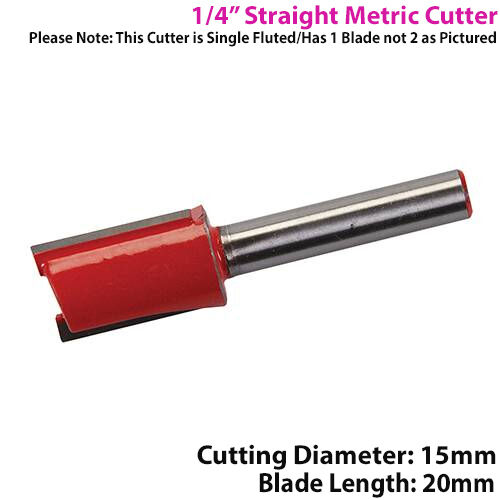 ¼" SHANK 15mm x 20mm Tungsten Carbide Straight Router Bit Worktop Wood Cutter Loops