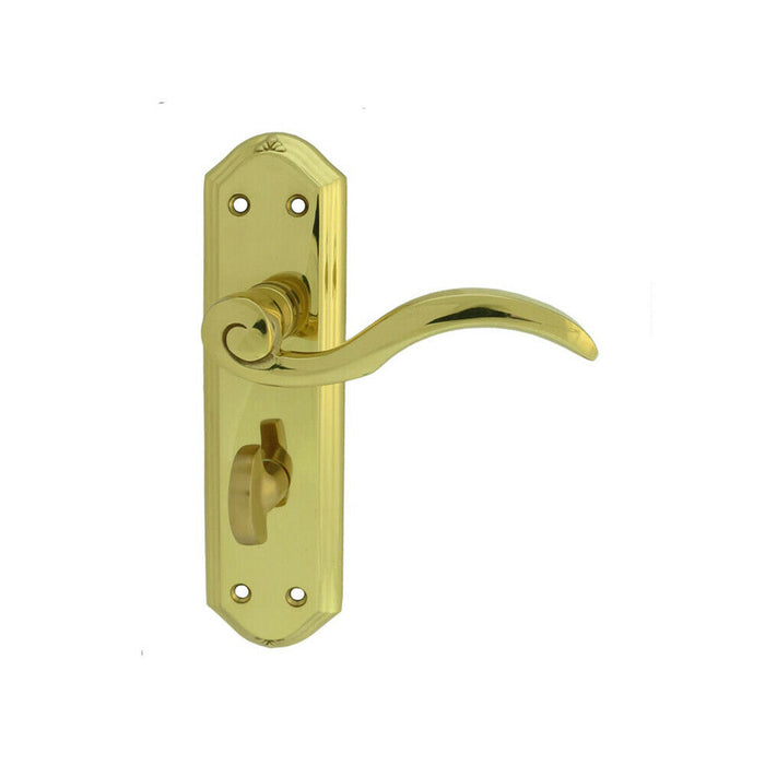 PAIR Spiral Sculpted Handle on Bathroom Backplate 180 x 48mm Polished Brass Loops