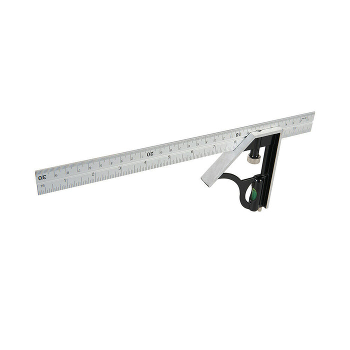 300mm Combination Square Rule & Spirit Level Metric & Imperial Edge Measure Tool Loops