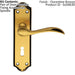 PAIR Curved Door Handle Lever on Lock Backplate 180 x 45mm Florentine Bronze Loops