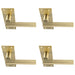 4x PAIR Straight Bar Handle on Slim Lock Backplate 150 x 50mm Satin Brass Loops