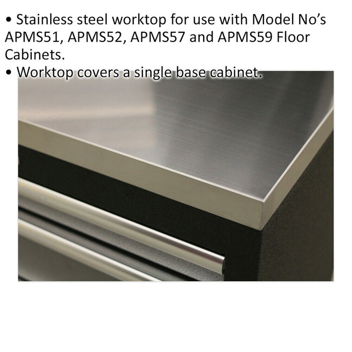 680mm Stainless Steel Worktop for ys02633 ys02634 ys02639 & ys02641 Cabinets Loops