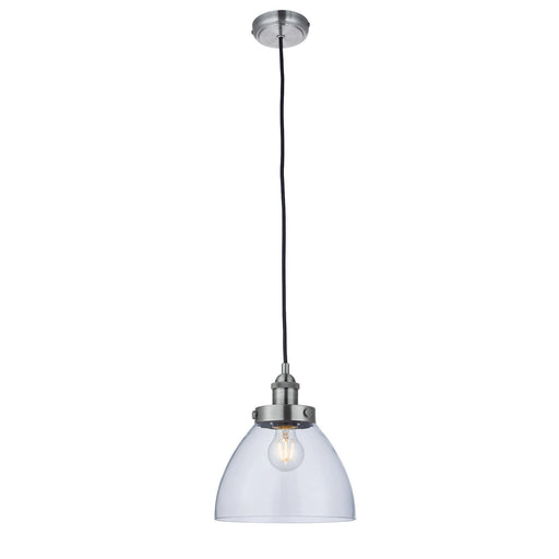 Ceiling Pendant Light - Brushed Silver Paint & Clear Glass - 40W E27 - Dimmable Loops