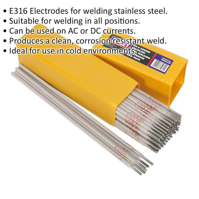 5kg PACK - Stainless Steel Welding Electrodes - 4 x 350mm - 135A Currents Loops