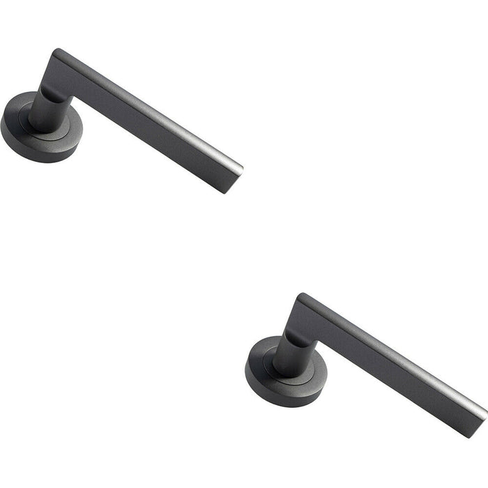 2x PAIR Straight Plinth Mounted Handle on Round Rose Concealed Fix Matt Bronze Loops