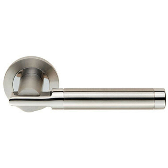 2x PAIR Round Bar Handle on 52mm Round Rose Concealed Fix Polished Satin Steel Loops