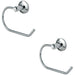 2x Round Bar Bathroom Toilet Roll Holder on Rose Concealed Fix Polished Chrome Loops