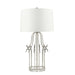 Table Lamp Cream Shade Distressed Silver LED E27 100W Single Bulb Loops