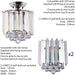 2 Lamp Ceiling 2x Matching Twin Wall Light Pack Semi Flush Chrome Acrylic Shade Loops