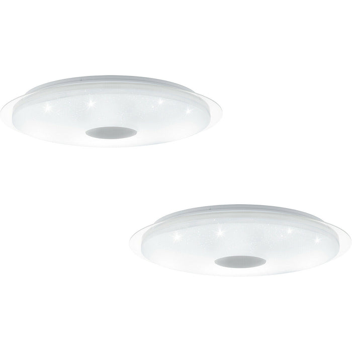 2 PACK Wall Flush Ceiling Light White Shade White Silver Crystal Effect LED 40W Loops